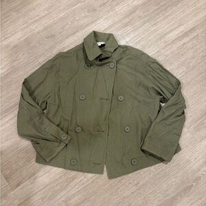 Max Studio Khaki Double-Breasted Utility Jacket